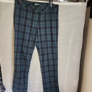 Plaid Women's Pants in Blue and Green